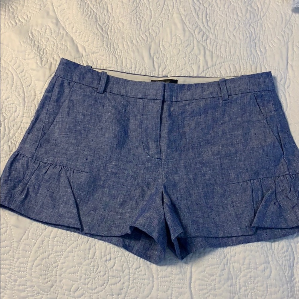 J.Crew Linen Ruffle Shorts - Picture 2 of 5
